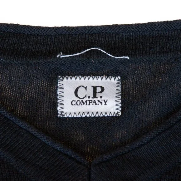 CP Company Gray Linen V-Neck Sweater Large - Picture 2 of 4